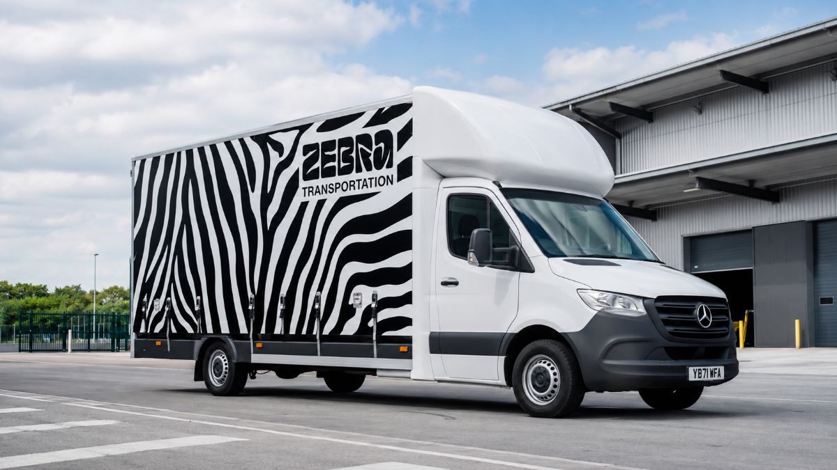 Zebra Transportation 7.5 tonne van in full zebra livery ready for a Midlands haulage run